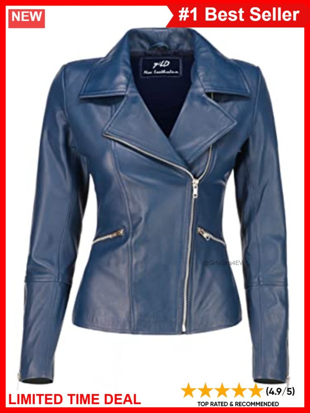 Women's Real Lambskin Asymmetrical Zip Moto Biker Leather Jacket